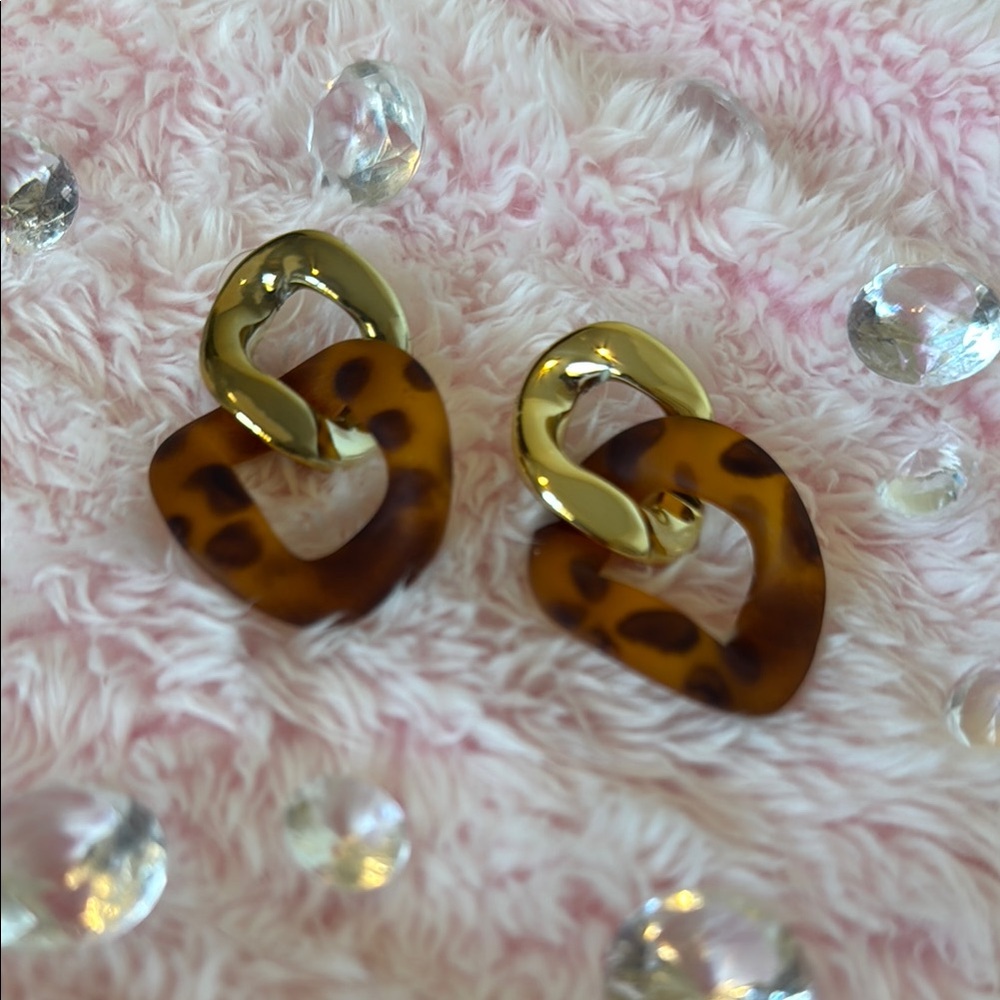 Leopard Earrings with Gold Accents